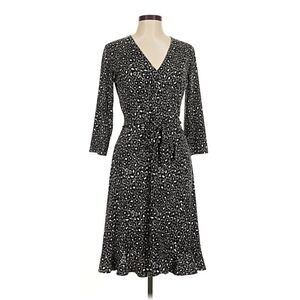 Leota Cheetah Print Wrap Top Tie Waist Slip-On Long Sleeve Dress size Medium
